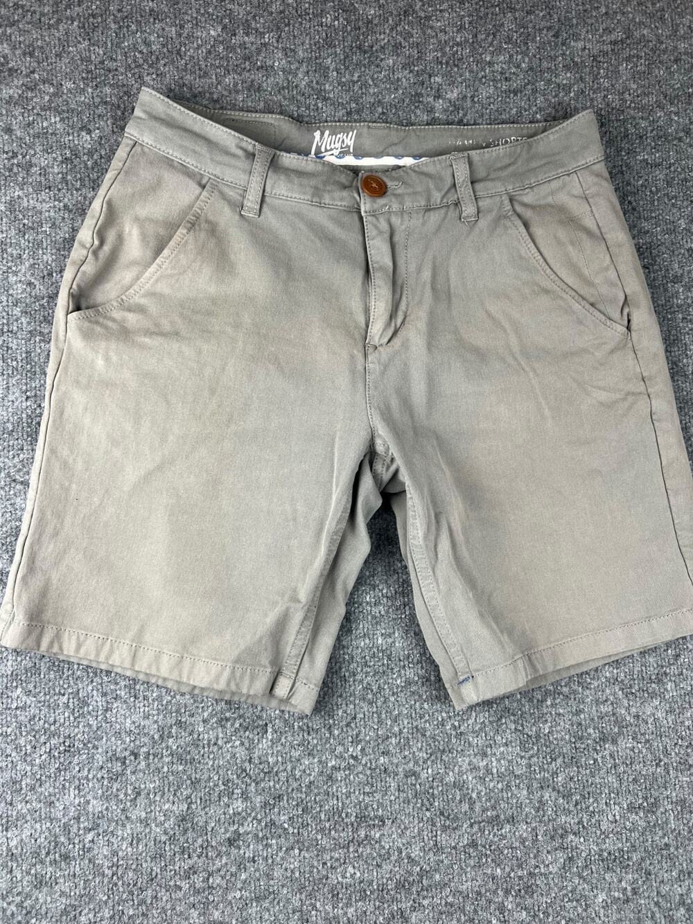 Mugsy Fulton Shorts Men's Gray Stretch Chino Casual Flat Front Size 30 #804